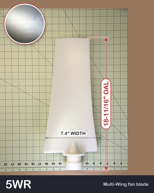 Multiwing 5WR fan blade, natural nylon, on 1 inch grid