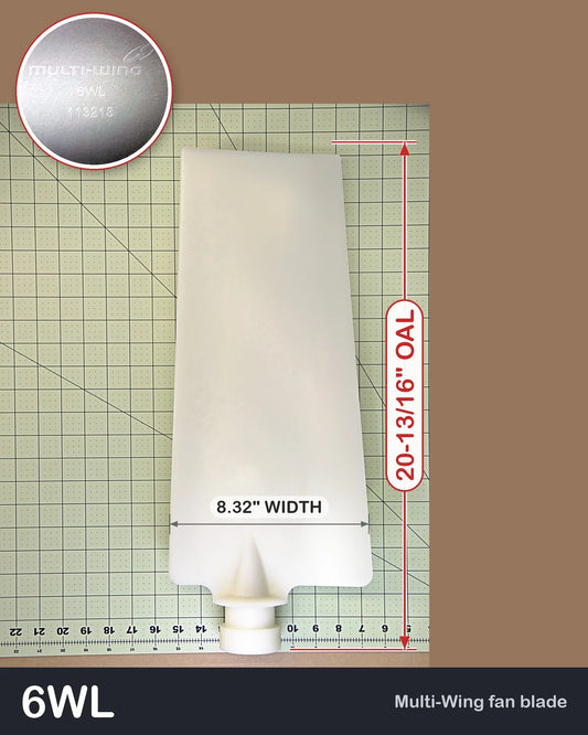 Multiwing 6WL fan blade, natural nylon, on 1 inch grid