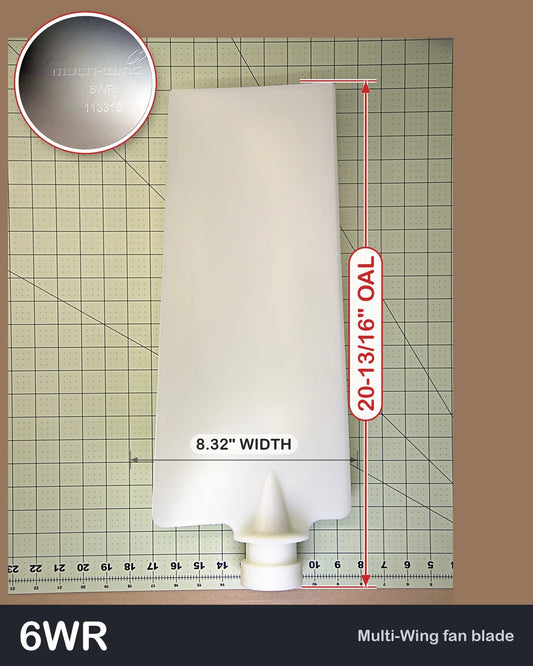 Multiwing 6WR fan blade, natural nylon, on 1 inch grid