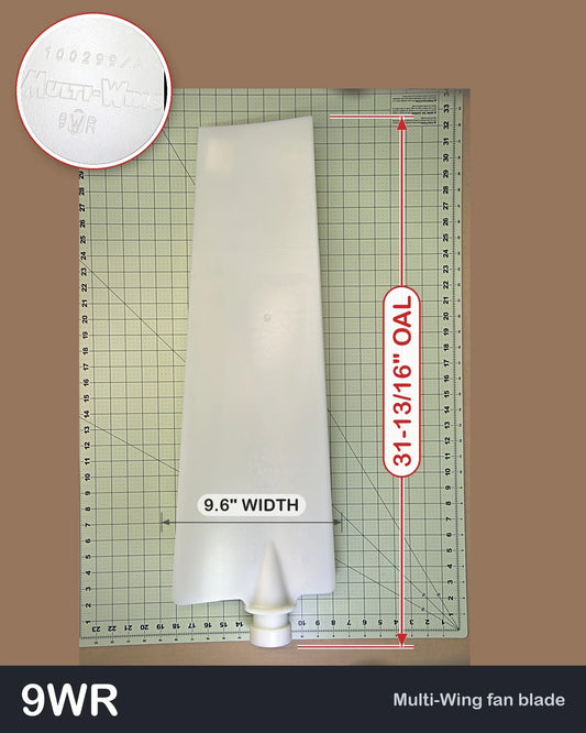 Multiwing 9WR fan blade, natural nylon, on 1 inch grid