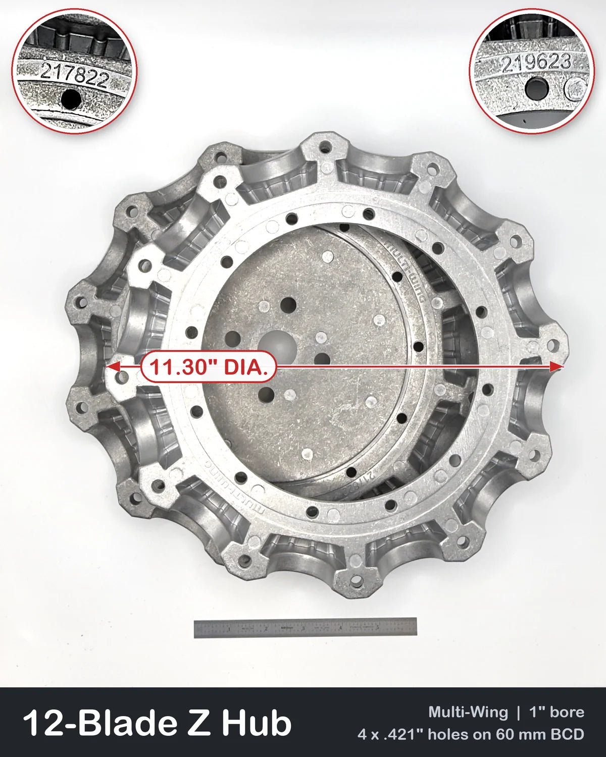 12-Blade Multiwing Z Hub Set, 1" Bore, 4-Bolt 60 mm BCD