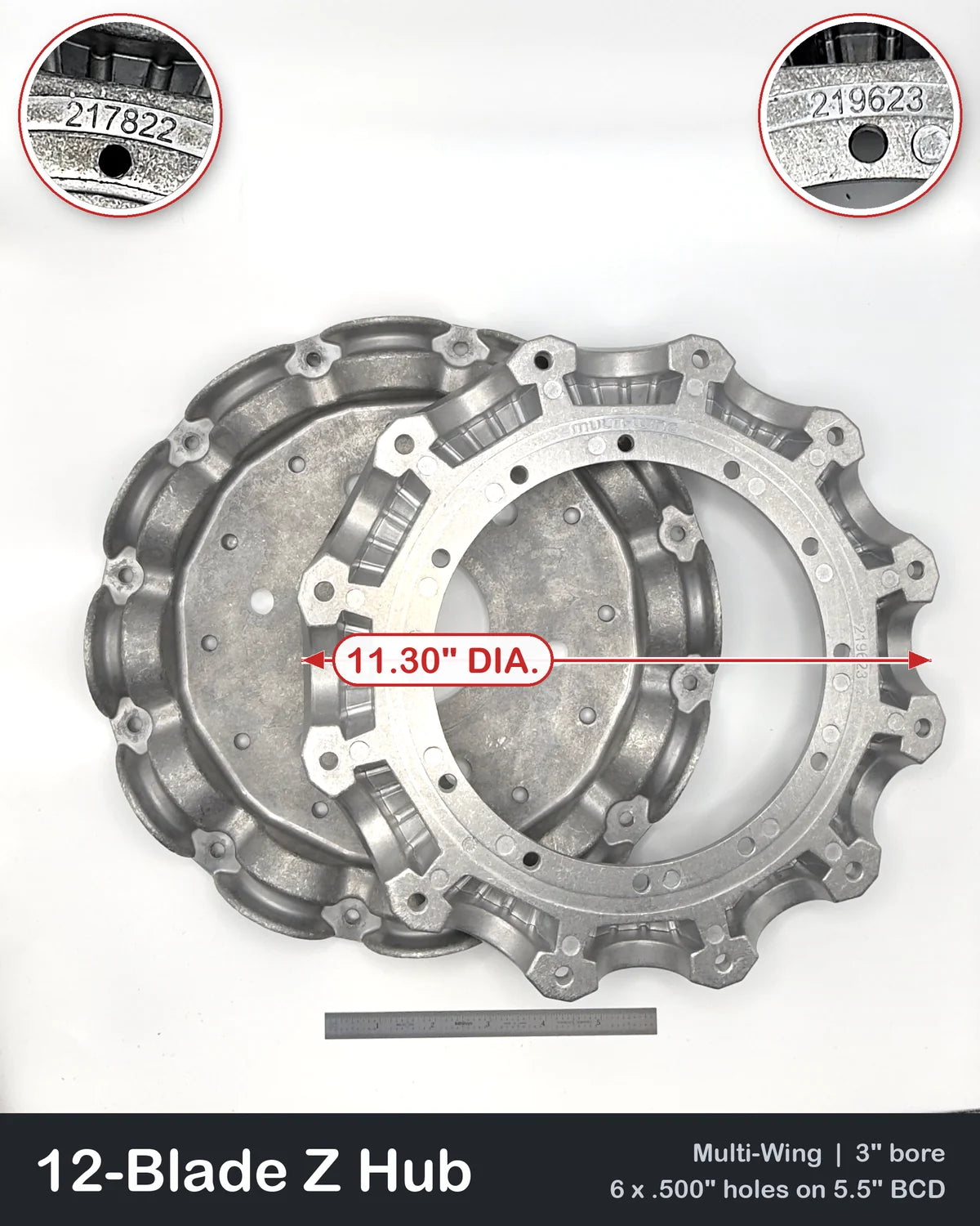 12-Blade Multiwing Z Hub Set, 3" Bore, 6-Bolt 5.5" BCD