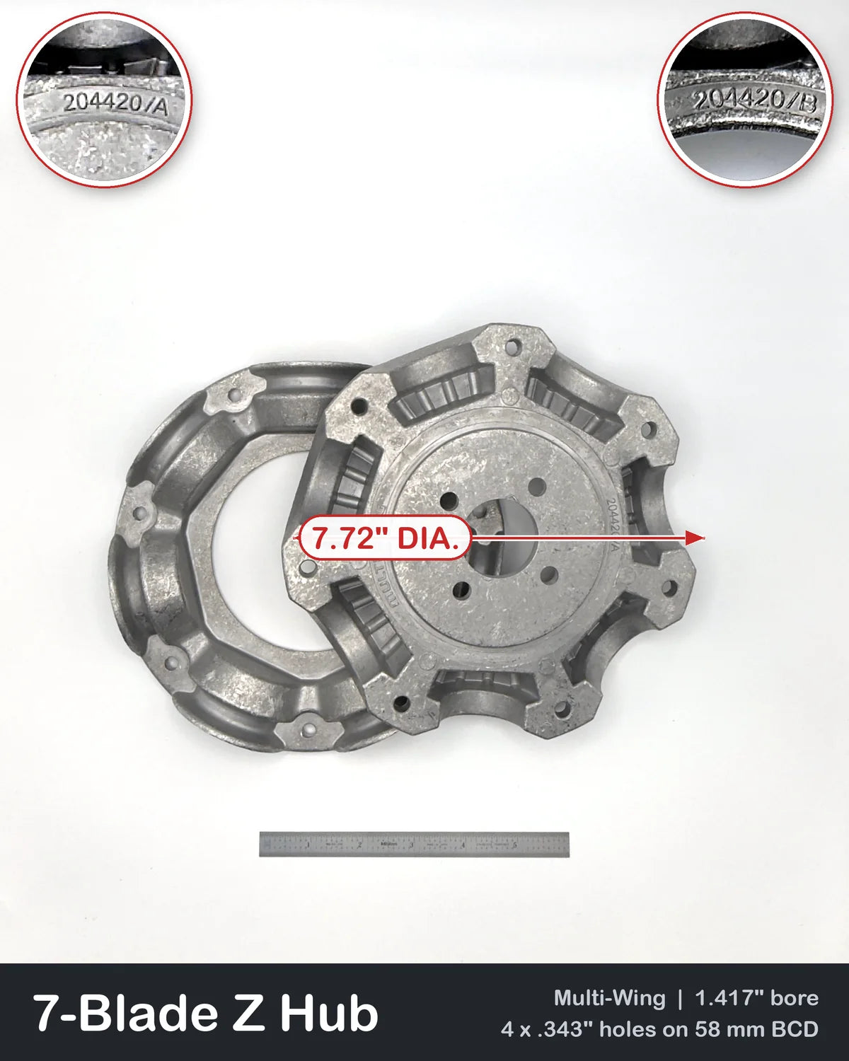 7-Blade Multiwing Z Hub Set, 1.417" Bore, 4-Bolt 58 mm BCD