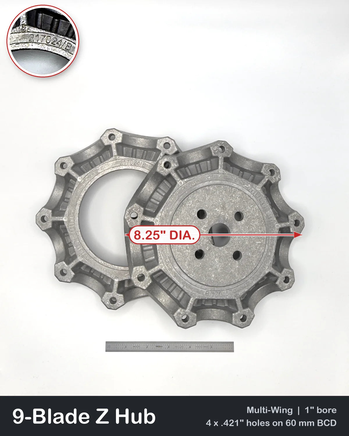 9-Blade Multiwing Z Hub Set, 1" Bore, 4-Bolt 60 mm BCD