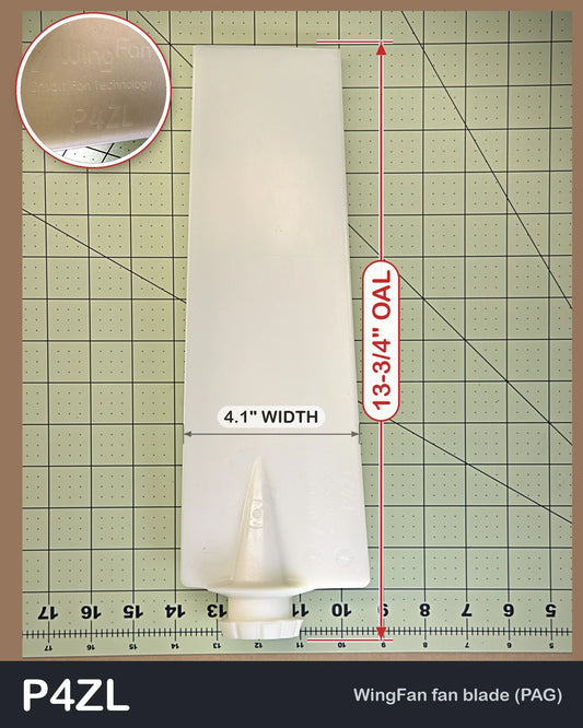 Wing Fan P4ZL PAG fan blade, natural nylon, on 1 inch grid