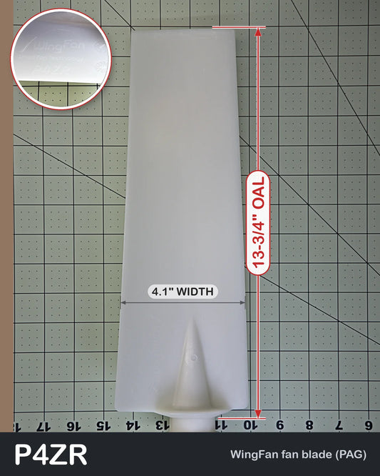 Wing Fan P4ZR right-hand fan blade, uncut, PAG, Multiwing 4ZR equivalent, with blade length and width shown