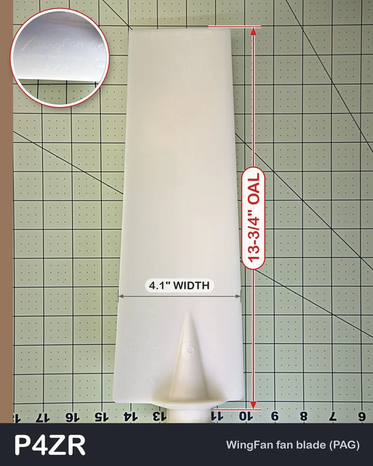 Wing Fan P4ZR PAG fan blade, natural nylon, on 1 inch grid