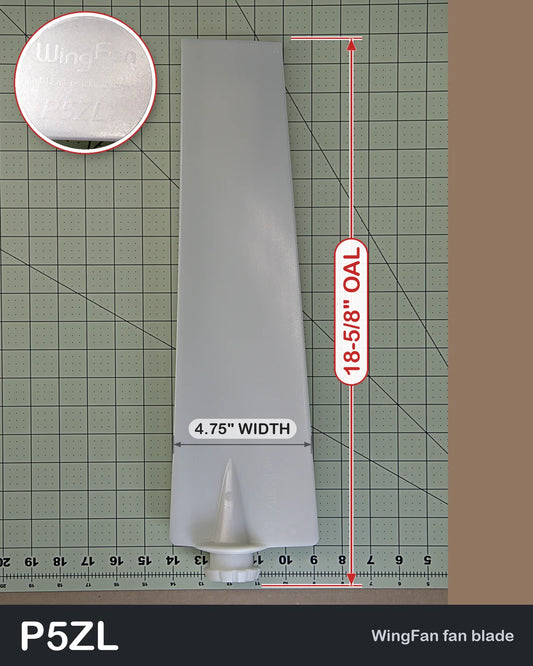 Wing Fan P5ZL left-hand fan blade, uncut, PAG, Multiwing 5ZL equivalent, with blade length and width shown