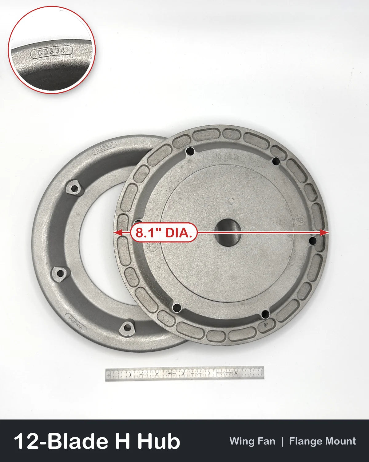 12-Blade Wing Fan H Hub Set, Flange Mount, 1" Bore