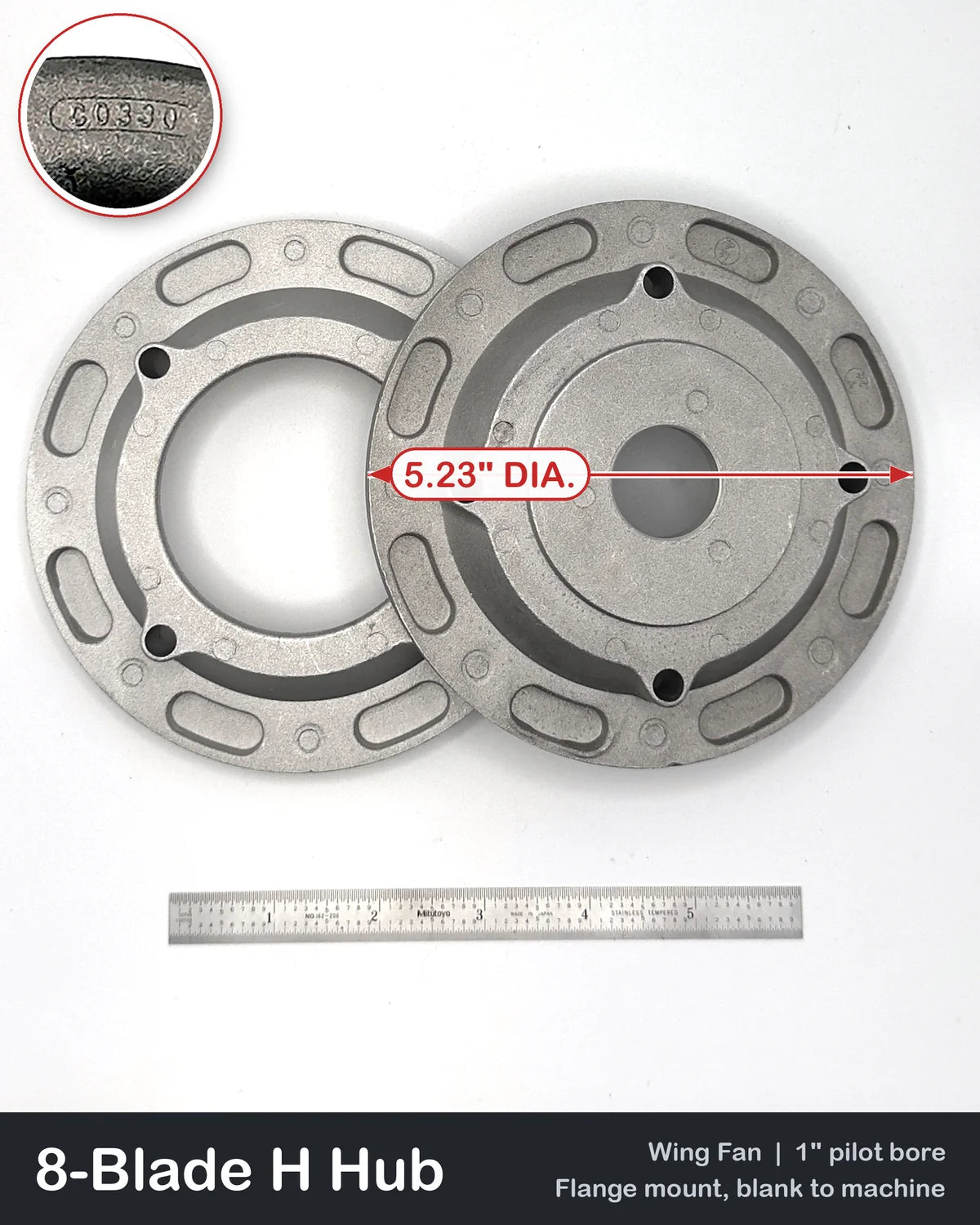 8-Blade Wing Fan H Hub Set, Flange Mount, 1" Bore