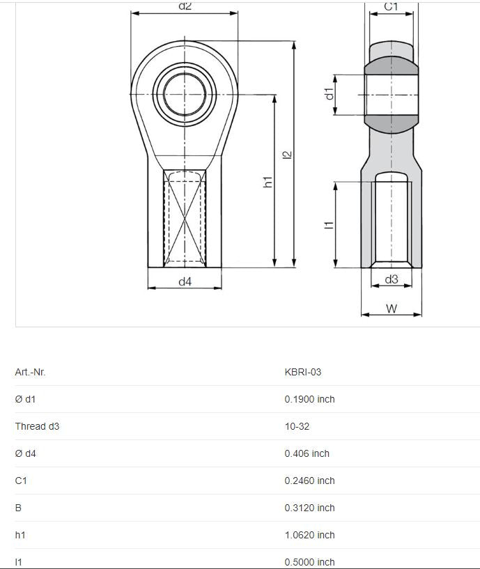 Rod end, engineering polymer KBRI igubal 10-32